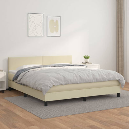 Giroletto a Molle con Materasso Crema 180x200 cm in Similpelle | homemem39