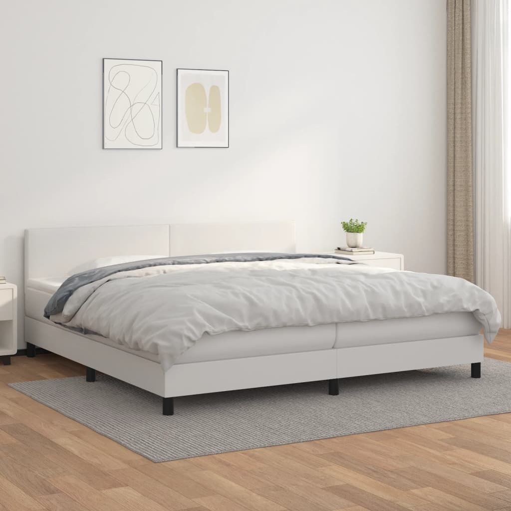 Giroletto a Molle con Materasso Bianco 200x200cm in Similpelle | homemem39