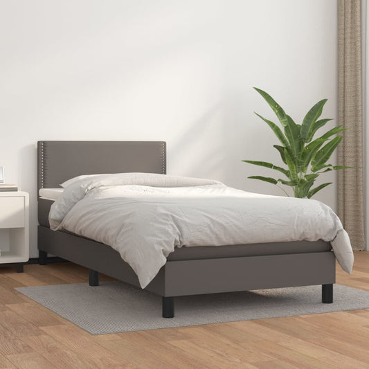 Giroletto a Molle con Materasso Grgio 80x200 cm in Similpelle | homemem39
