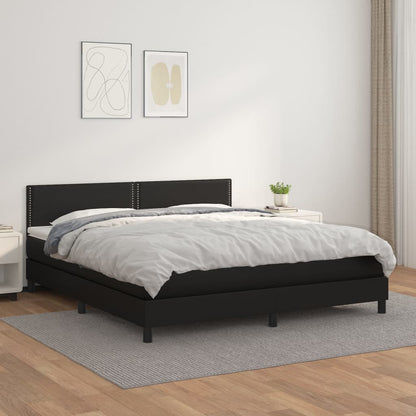 Giroletto a Molle con Materasso Nero 180x200 cm in Similpelle | homemem39