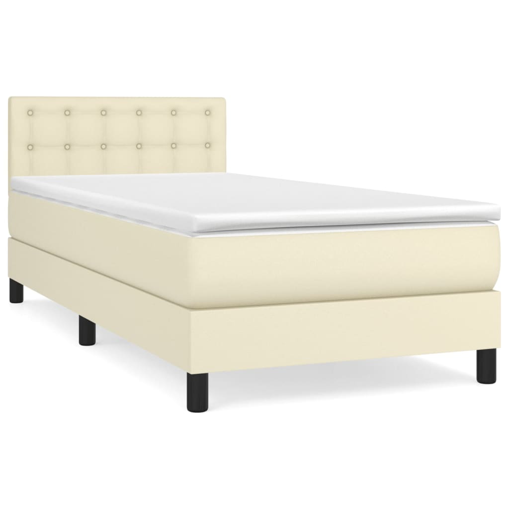 Giroletto a Molle con Materasso Crema 80x200 cm in Similpelle | homemem39