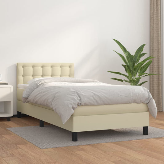 Giroletto a Molle con Materasso Crema 80x200 cm in Similpelle | homemem39