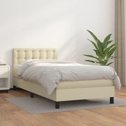 Giroletto a Molle con Materasso Crema 90x190 cm in Similpelle | homemem39
