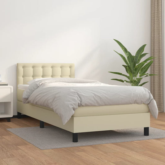 Giroletto a Molle con Materasso Crema 90x190 cm in Similpelle | homemem39