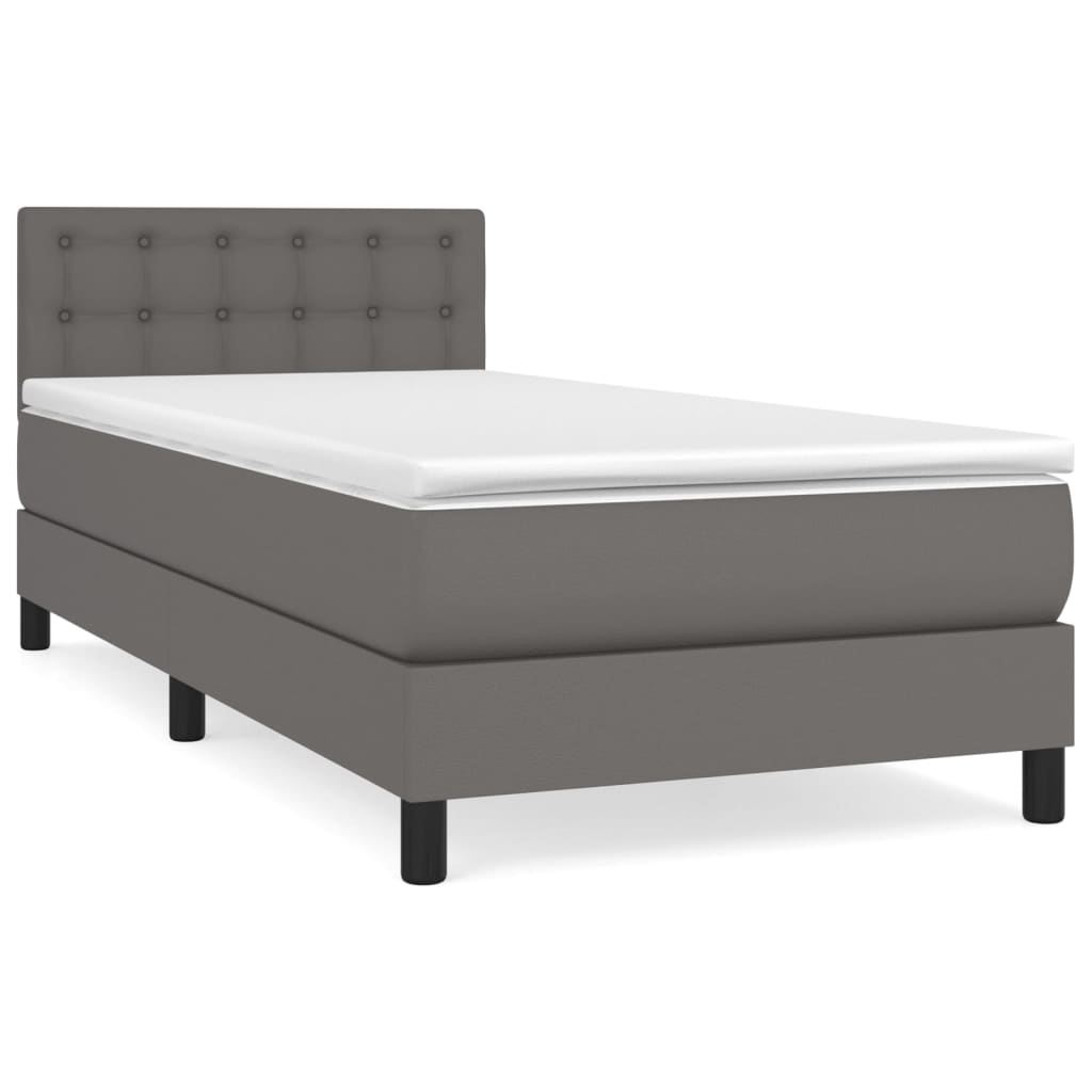 Giroletto a Molle con Materasso Grigio 90x190 cm in Similpelle