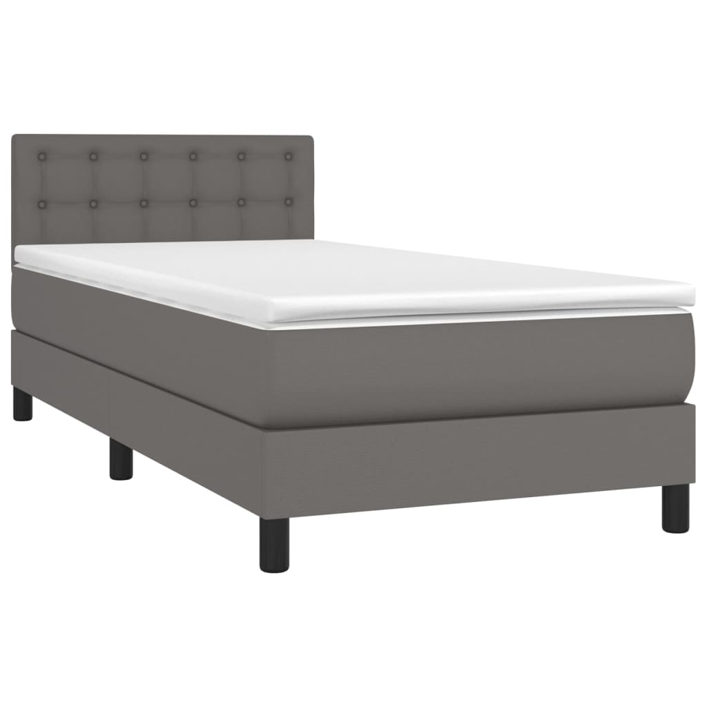 Giroletto a Molle con Materasso Grigio 90x190 cm in Similpelle