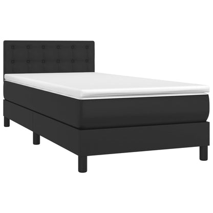 Giroletto a Molle con Materasso Nero 90x200 cm in Similpelle