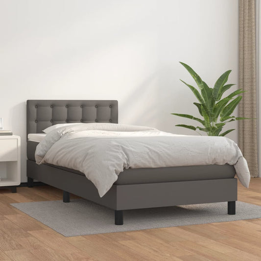 Giroletto a Molle con Materasso Grgio 90x200 cm in Similpelle | homemem39