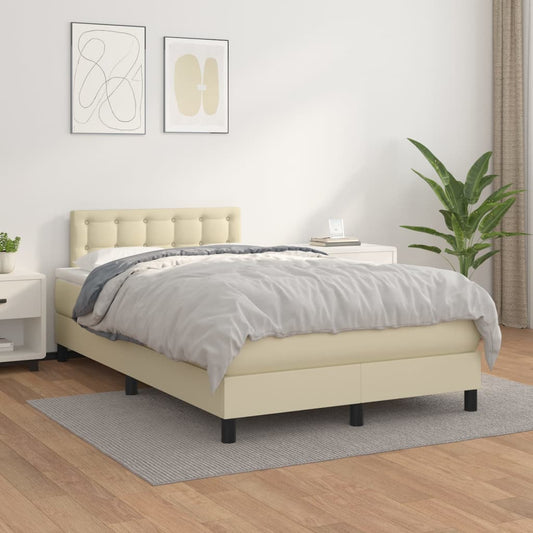 Giroletto a Molle con Materasso Crema 120x200 cm in Similpelle | homemem39