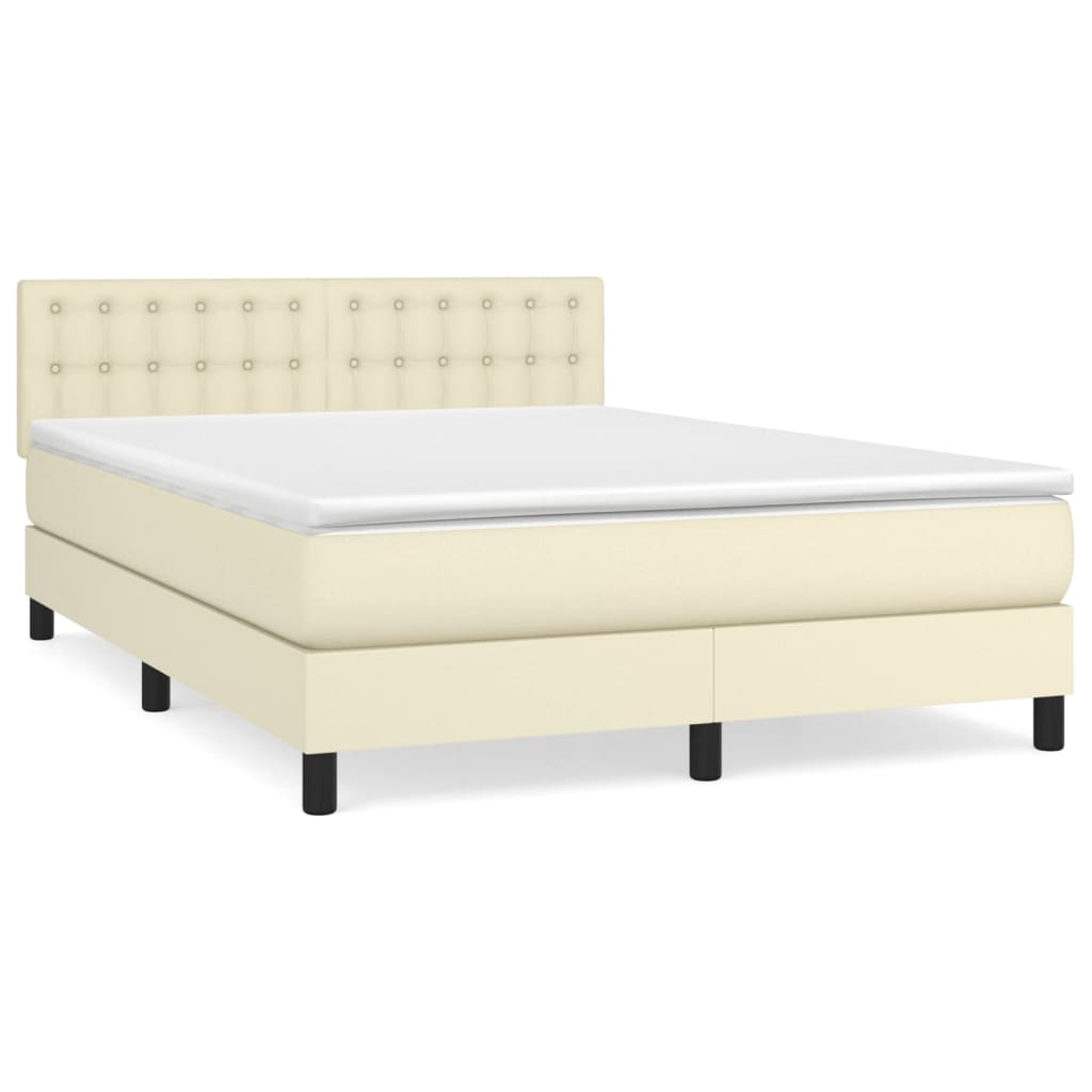 Giroletto a Molle con Materasso Crema 140x190 cm in Similpelle | homemem39