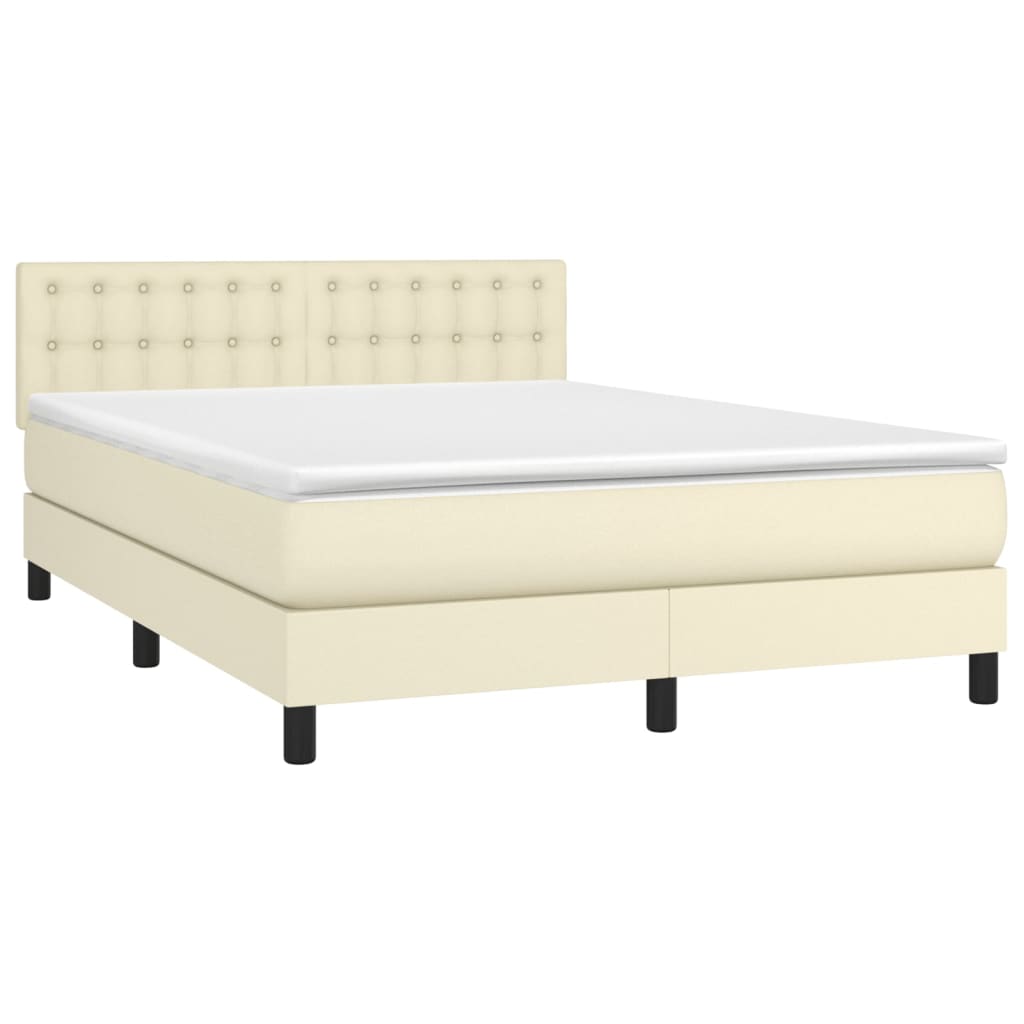 Giroletto a Molle con Materasso Crema 140x190 cm in Similpelle | homemem39