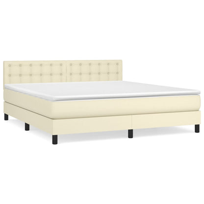 Giroletto a Molle con Materasso Crema 180x200 cm in Similpelle | homemem39