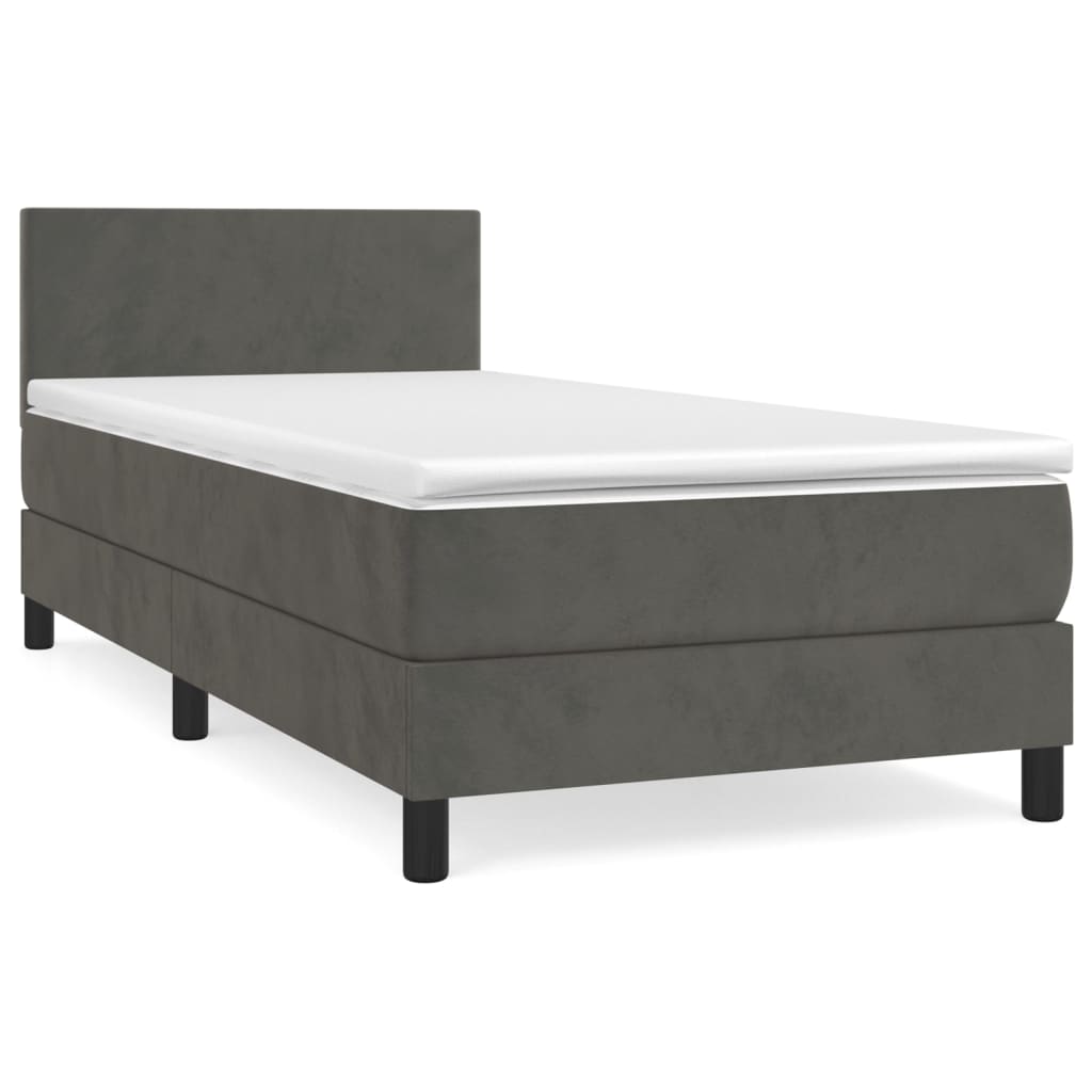 Giroletto a Molle con Materasso Grigio Scuro 80x200 cm Velluto | homemem39