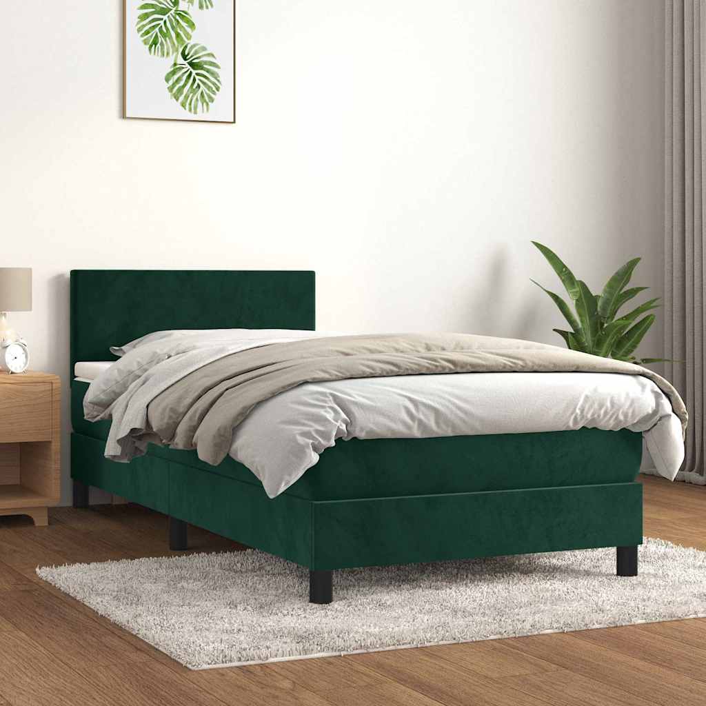 Giroletto a Molle con Materasso Verde Scuro 80x200 cm Velluto | homemem39