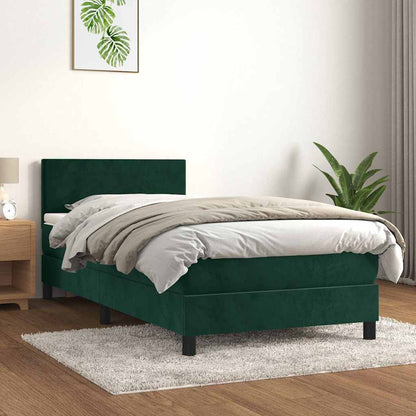 Giroletto a Molle con Materasso Verde Scuro 80x200 cm Velluto | homemem39