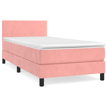 Giroletto a Molle con Materasso Rosa 80x200 cm in Velluto