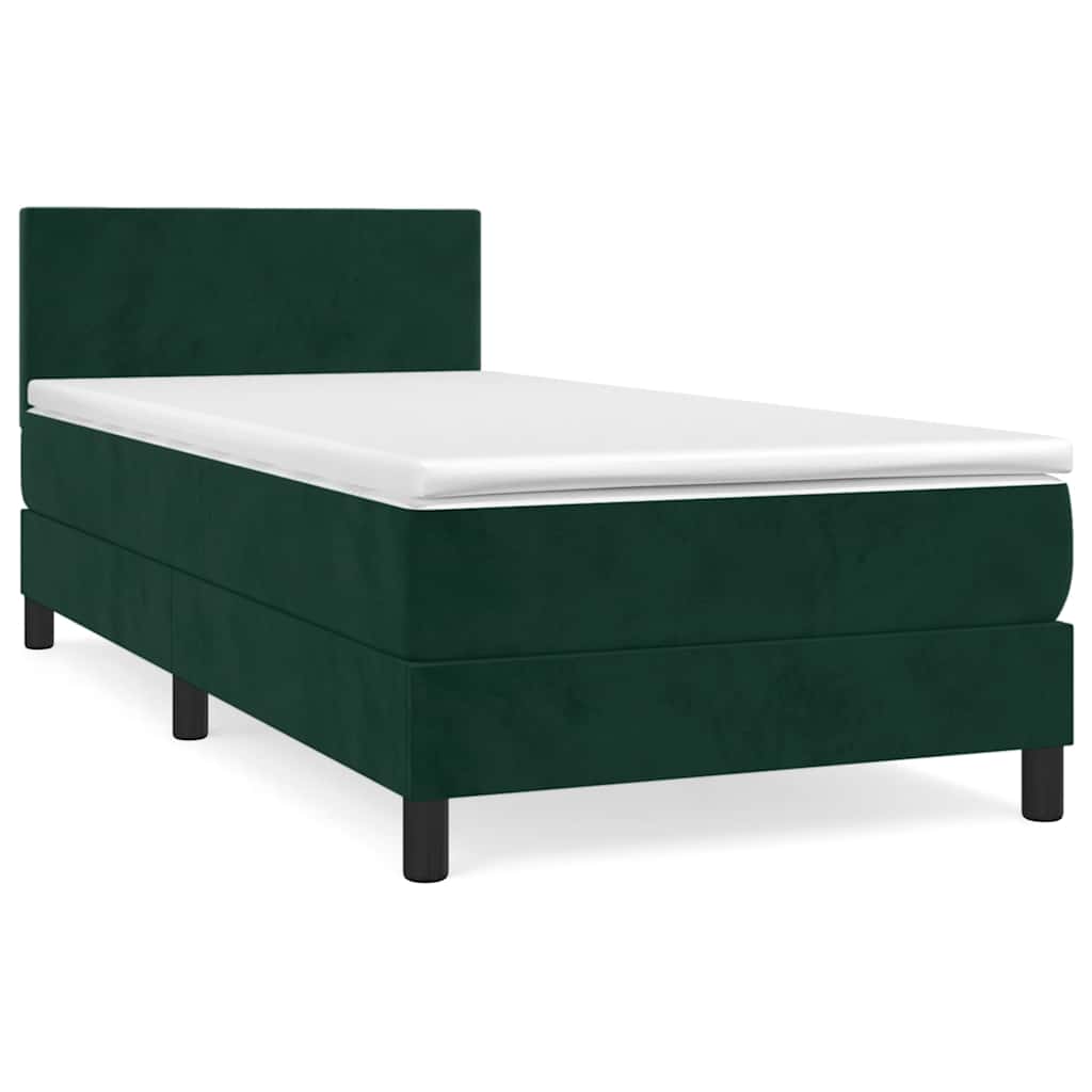 Giroletto a Molle con Materasso Verde Scuro 90x190 cm Velluto | homemem39