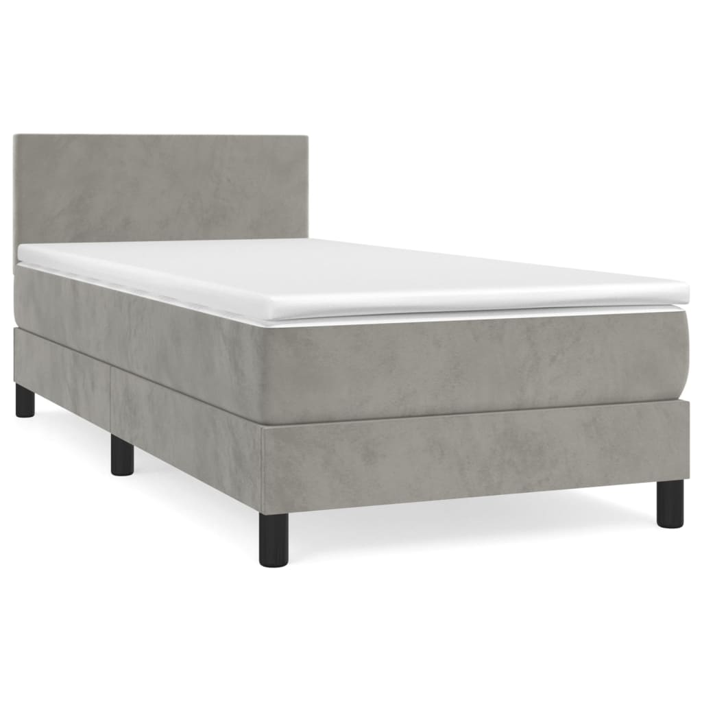 Giroletto a Molle con Materasso Grigio Chiaro 100x200cm Velluto