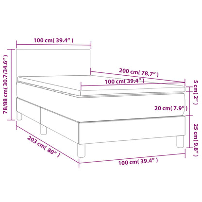Giroletto a Molle con Materasso Grigio Scuro 100x200 cm Velluto