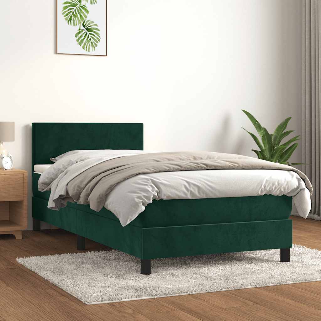 Giroletto a Molle con Materasso Verde Scuro 100x200 cm Velluto | homemem39