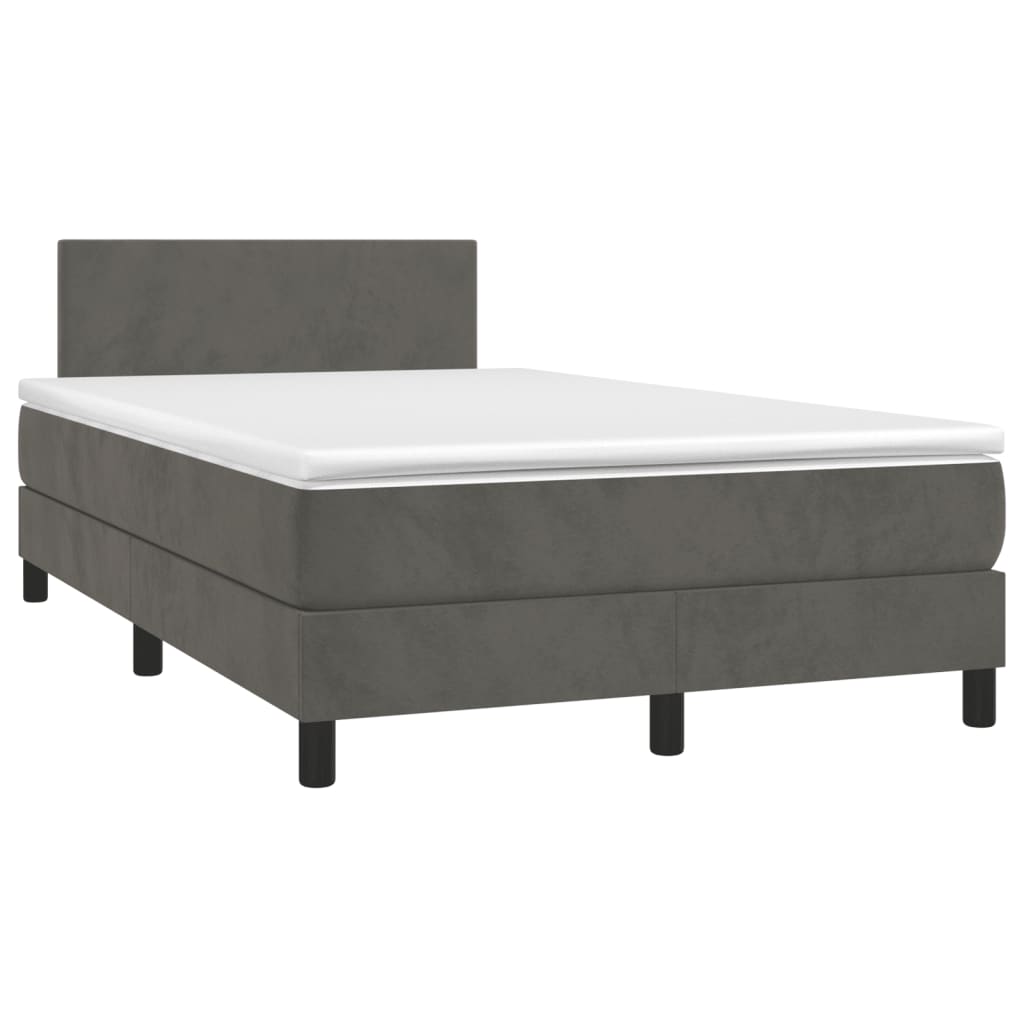 Giroletto a Molle con Materasso Grigio Scuro 120x200 cm Velluto