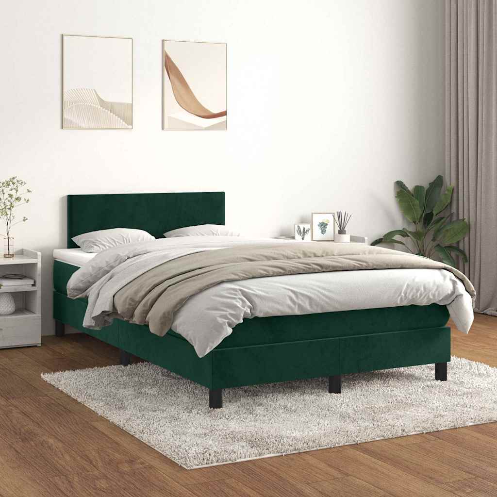 Giroletto a Molle con Materasso Verde Scuro 120x200 cm Velluto | homemem39