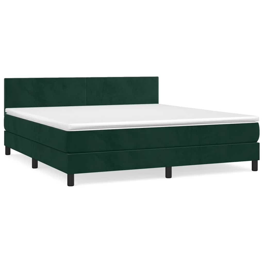 Giroletto a Molle con Materasso Verde Scuro 160x200 cm Velluto | homemem39