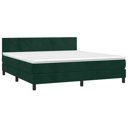 Giroletto a Molle con Materasso Verde Scuro 160x200 cm Velluto | homemem39