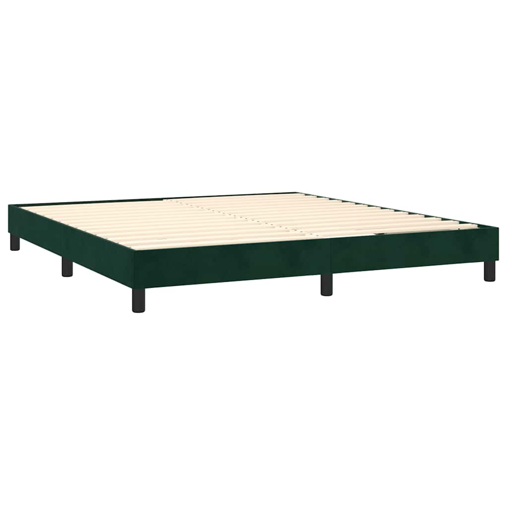 Giroletto a Molle con Materasso Verde Scuro 160x200 cm Velluto