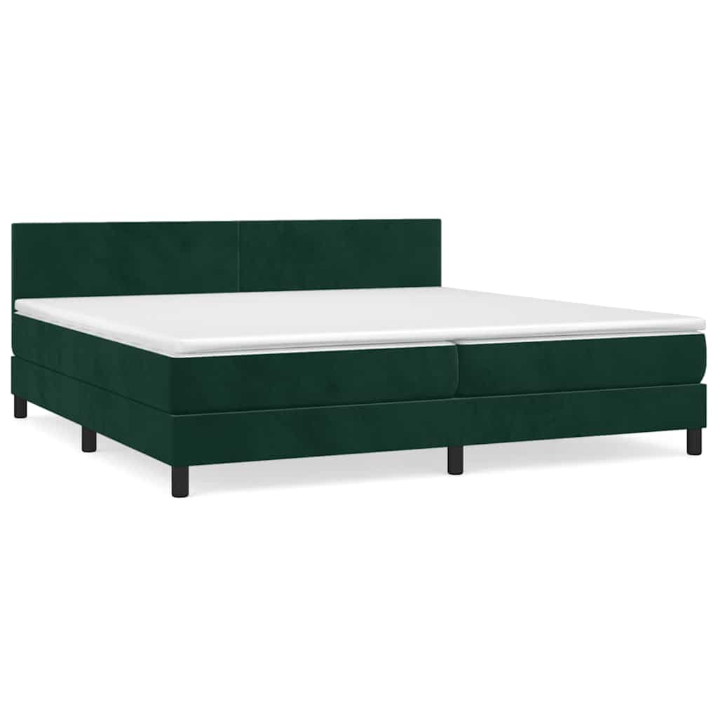 Giroletto a Molle con Materasso Verde Scuro 200x200 cm Velluto | homemem39