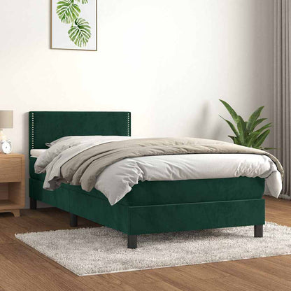 Giroletto a Molle con Materasso Verde Scuro 80x200 cm Velluto | homemem39