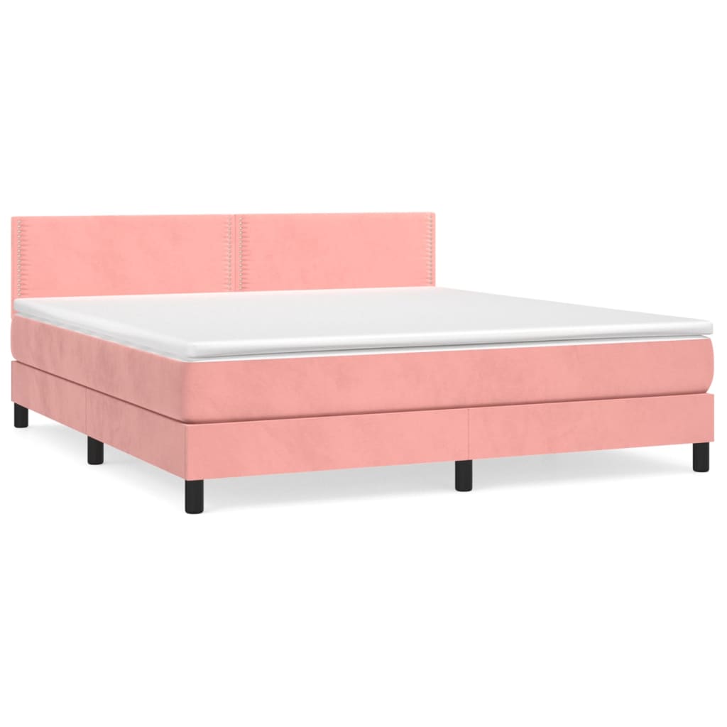 Giroletto a Molle con Materasso Rosa 160x200 cm in Velluto