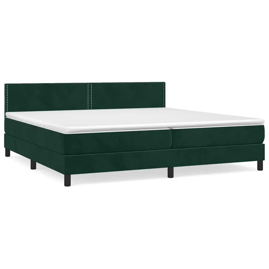 Giroletto a Molle con Materasso Verde Scuro 200x200 cm Velluto | homemem39