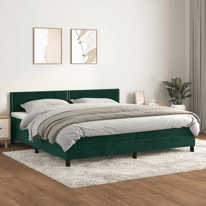 Giroletto a Molle con Materasso Verde Scuro 200x200 cm Velluto | homemem39