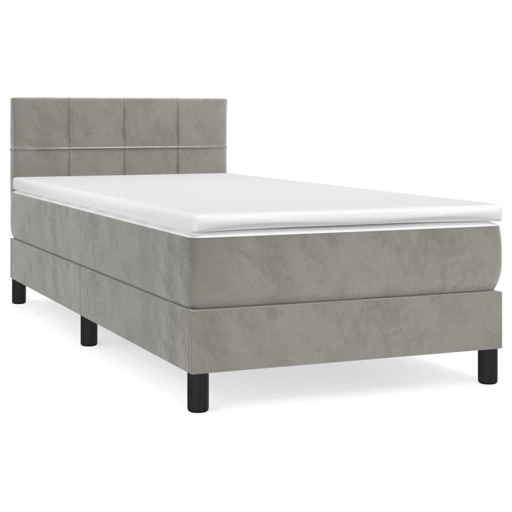 Giroletto a Molle con Materasso Grigio Chiaro 80x200 cm Velluto
