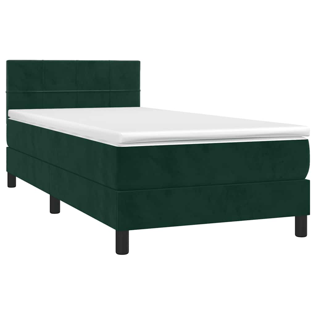Giroletto a Molle con Materasso Verde Scuro 80x200 cm Velluto | homemem39