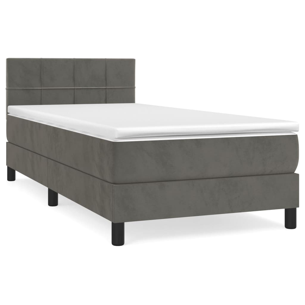 Giroletto a Molle con Materasso Grigio Scuro 100x200 cm Velluto