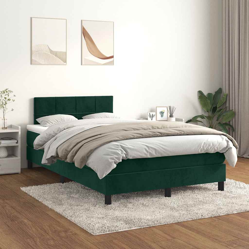 Giroletto a Molle con Materasso Verde Scuro 120x200 cm Velluto | homemem39