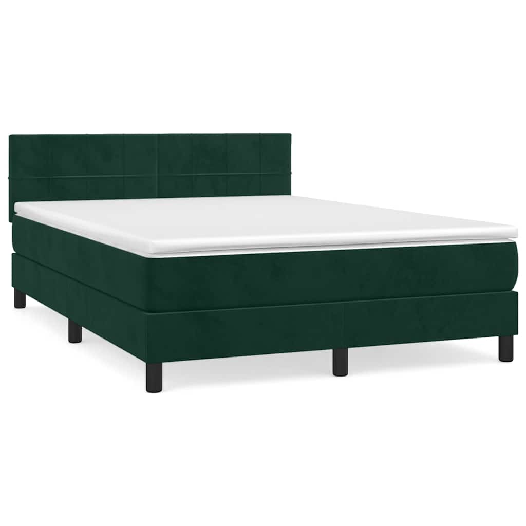 Giroletto a Molle con Materasso Verde Scuro 140x200 cm Velluto | homemem39