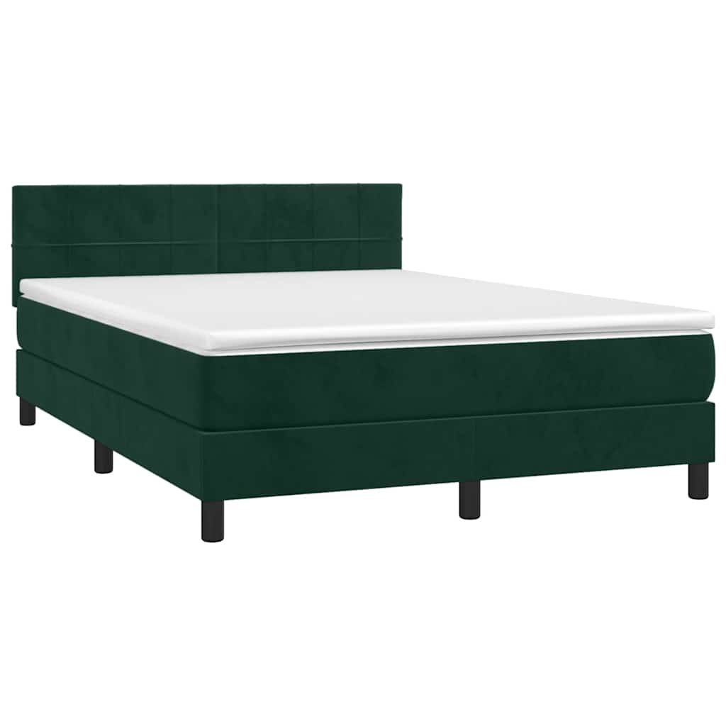 Giroletto a Molle con Materasso Verde Scuro 140x200 cm Velluto | homemem39