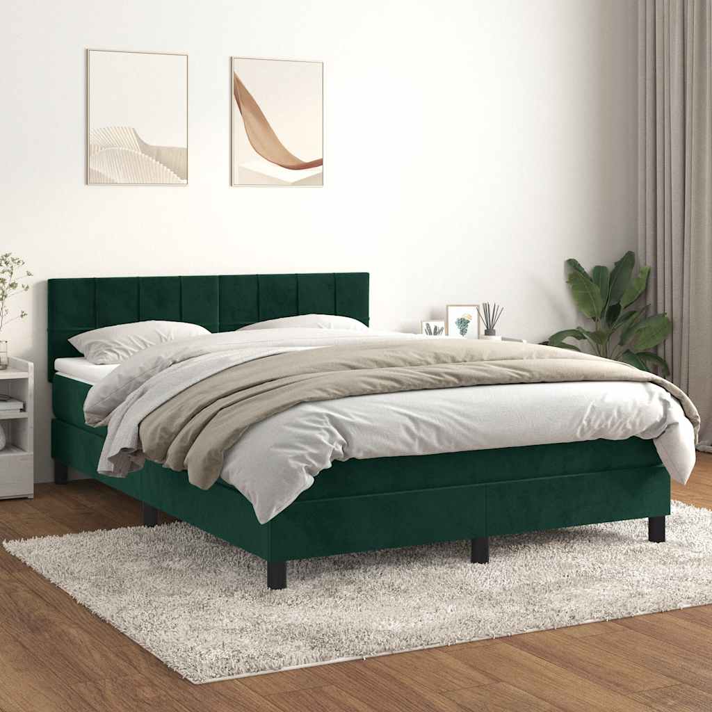 Giroletto a Molle con Materasso Verde Scuro 140x200 cm Velluto | homemem39