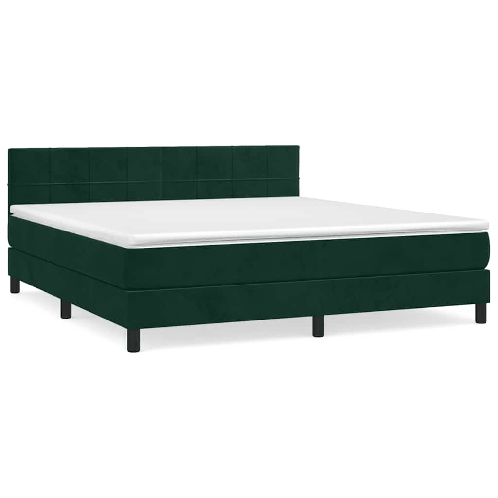 Giroletto a Molle con Materasso Verde Scuro 180x200 cm Velluto | homemem39