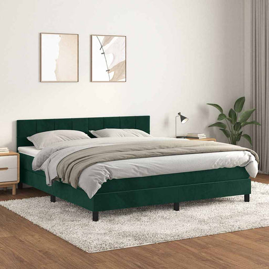 Giroletto a Molle con Materasso Verde Scuro 180x200 cm Velluto | homemem39