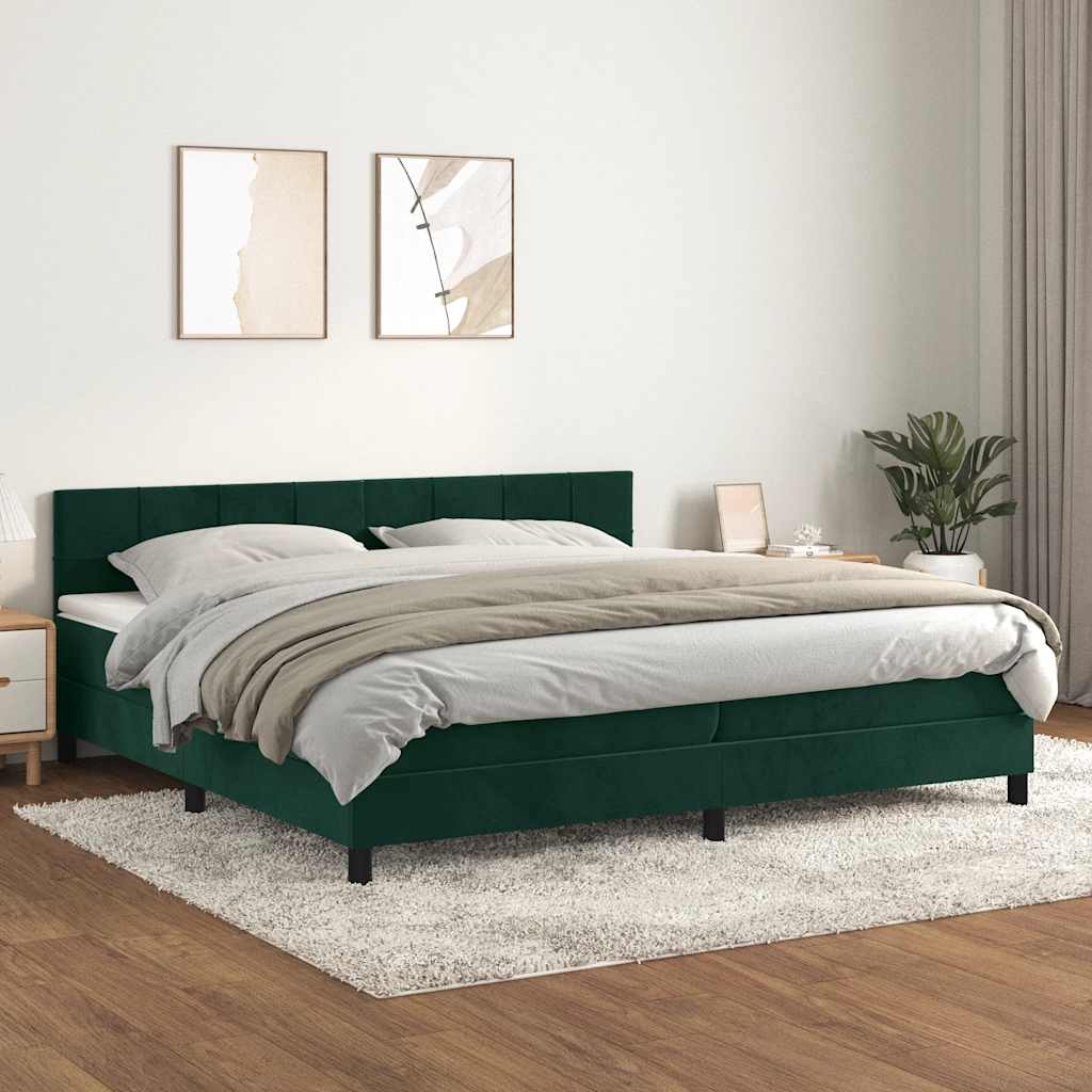 Giroletto a Molle con Materasso Verde Scuro 200x200 cm Velluto | homemem39