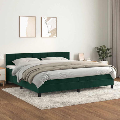 Giroletto a Molle con Materasso Verde Scuro 200x200 cm Velluto | homemem39