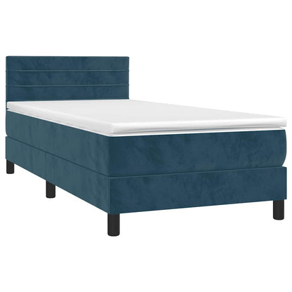 Giroletto a Molle con Materasso Blu Scuro 80x200 cm in Velluto
