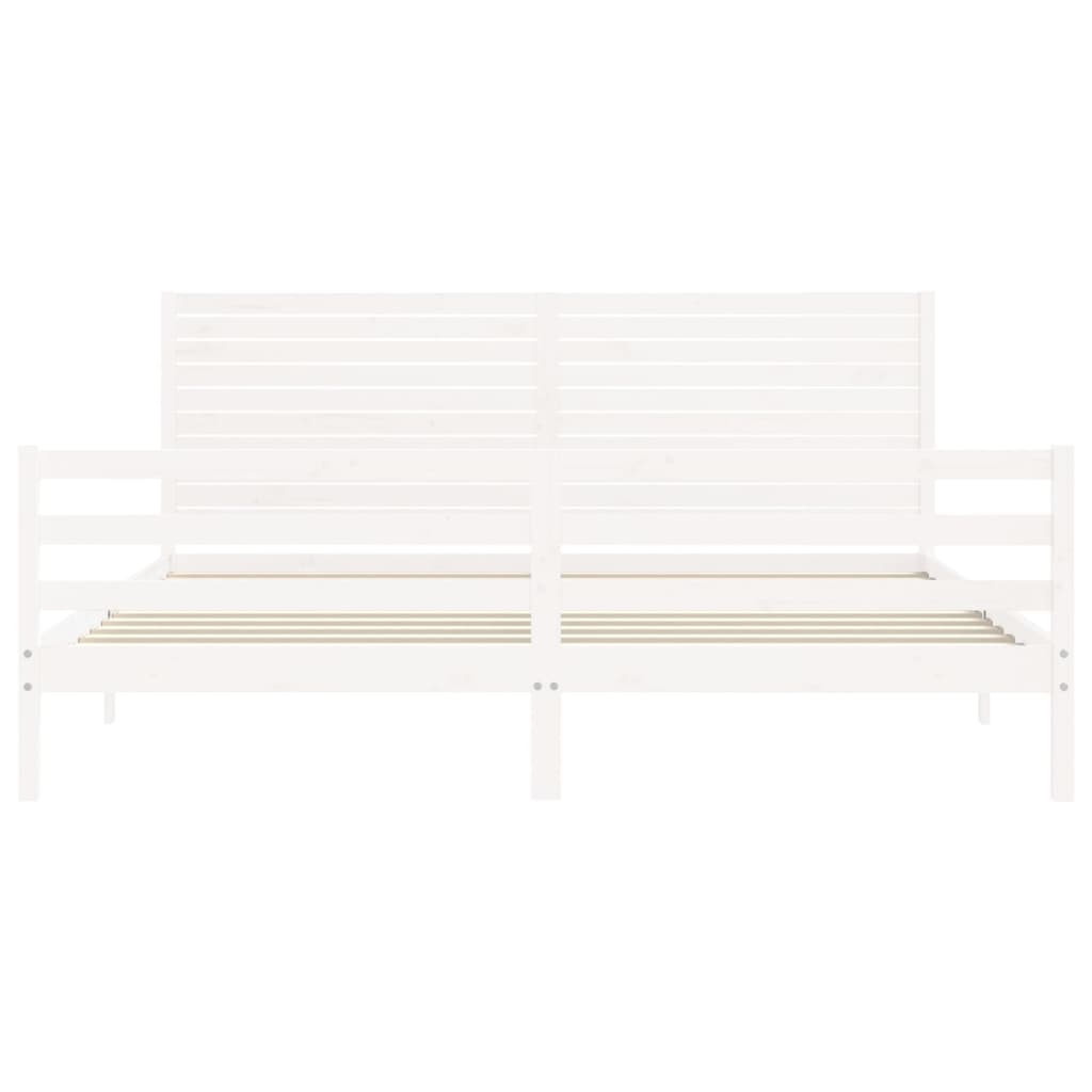Giroletto con Testiera Bianco 200x200 cm in Legno Massello
