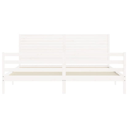Giroletto con Testiera Bianco 200x200 cm in Legno Massello