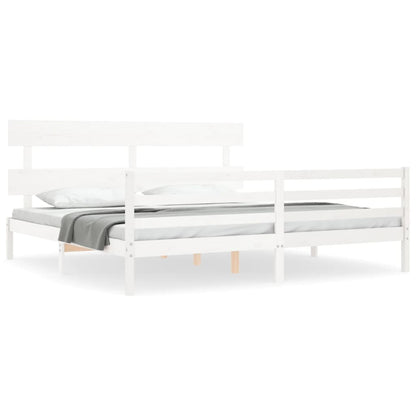 Giroletto con Testiera Bianco 200x200 cm in Legno Massello | homemem39