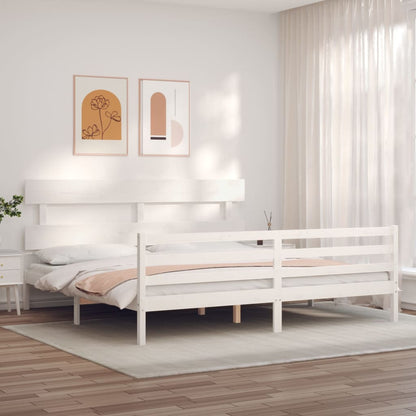 Giroletto con Testiera Bianco 200x200 cm in Legno Massello | homemem39